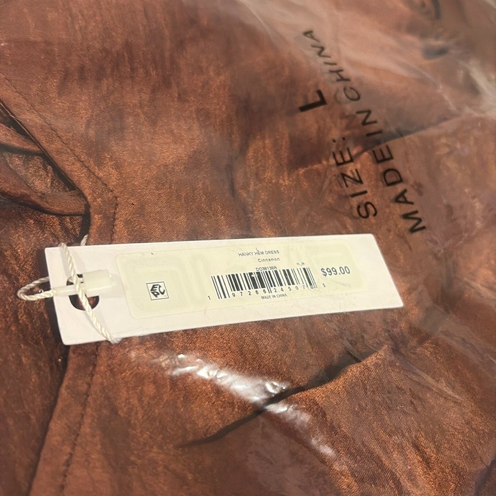 NWT [Steve Madden] Asymmetric Midi Spaghetti Strap Dress Cinnamon Women’s Sz L - Picture 8 of 11
